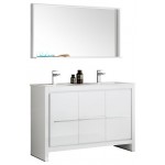 Fresca Allier 48" White Modern Double Sink Bathroom Vanity w/ Mirror