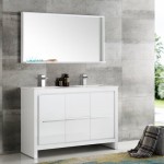 Fresca Allier 48" White Modern Double Sink Bathroom Vanity w/ Mirror