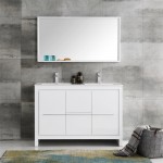 Fresca Allier 48" White Modern Double Sink Bathroom Vanity w/ Mirror