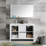 Fresca Allier 48" White Modern Double Sink Bathroom Vanity w/ Mirror