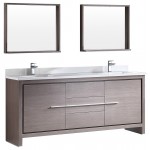 Fresca Allier 72" Gray Oak Modern Double Sink Bathroom Vanity w/ Mirror