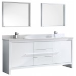 Fresca Allier 72" White Modern Double Sink Bathroom Vanity w/ Mirror