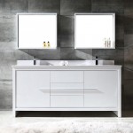 Fresca Allier 72" White Modern Double Sink Bathroom Vanity w/ Mirror