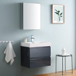 Valencia 24 Dark Slate Gray Wall Hung Modern Bathroom Vanity w/ Medicine Cabinet