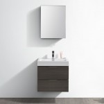 Valencia 24" Gray Oak Wall Hung Modern Bathroom Vanity w/ Medicine Cabinet