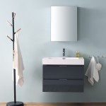 Valencia 30 Dark Slate Gray Wall Hung Modern Bathroom Vanity w/ Medicine Cabinet