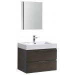 Valencia 30" Gray Oak Wall Hung Modern Bathroom Vanity w/ Medicine Cabinet