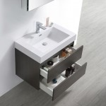 Valencia 30" Gray Oak Wall Hung Modern Bathroom Vanity w/ Medicine Cabinet