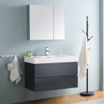 Valencia 36 Dark Slate Gray Wall Hung Modern Bathroom Vanity w/ Medicine Cabinet