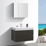 Valencia 36" Gray Oak Wall Hung Modern Bathroom Vanity w/ Medicine Cabinet