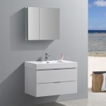 Valencia 36" Glossy White Wall Hung Modern Bathroom Vanity w/ Medicine Cabinet