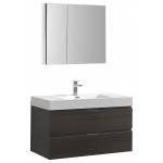 Valencia 40" Gray Oak Wall Hung Modern Bathroom Vanity w/ Medicine Cabinet