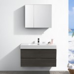 Valencia 40" Gray Oak Wall Hung Modern Bathroom Vanity w/ Medicine Cabinet