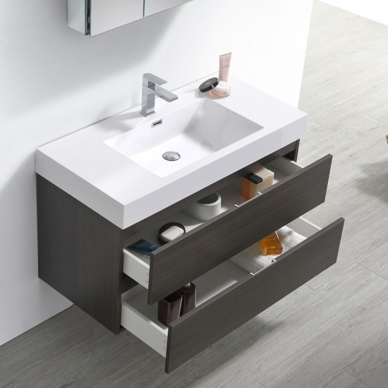 Valencia 40" Gray Oak Wall Hung Modern Bathroom Vanity w/ Medicine Cabinet