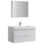 Valencia 40" Glossy White Wall Hung Modern Bathroom Vanity w/ Medicine Cabinet