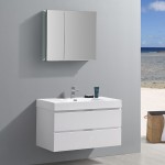 Valencia 40" Glossy White Wall Hung Modern Bathroom Vanity w/ Medicine Cabinet