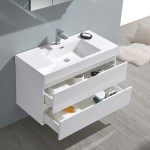 Valencia 40" Glossy White Wall Hung Modern Bathroom Vanity w/ Medicine Cabinet