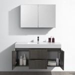 Valencia 48" Gray Oak Wall Hung Modern Bathroom Vanity w/ Medicine Cabinet