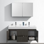 48 Gray Oak Wall Hung Double Sink Modern Bathroom Vanity w/ Medicine Cabinet