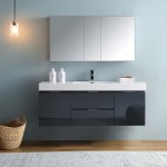 Valencia 60 Dark Slate Gray Wall Hung Modern Bathroom Vanity w/ Medicine Cabinet