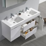 Valencia 60" Glossy White Wall Hung Modern Bathroom Vanity w/ Medicine Cabinet