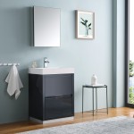 24 Dark Slate Gray Free Standing Modern Bathroom Vanity w/ Medicine Cabinet