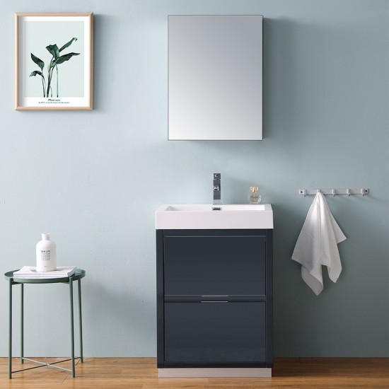 24 Dark Slate Gray Free Standing Modern Bathroom Vanity w/ Medicine Cabinet