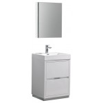 24 White Free Standing Modern Bathroom Vanity w/ Medicine Cabinet