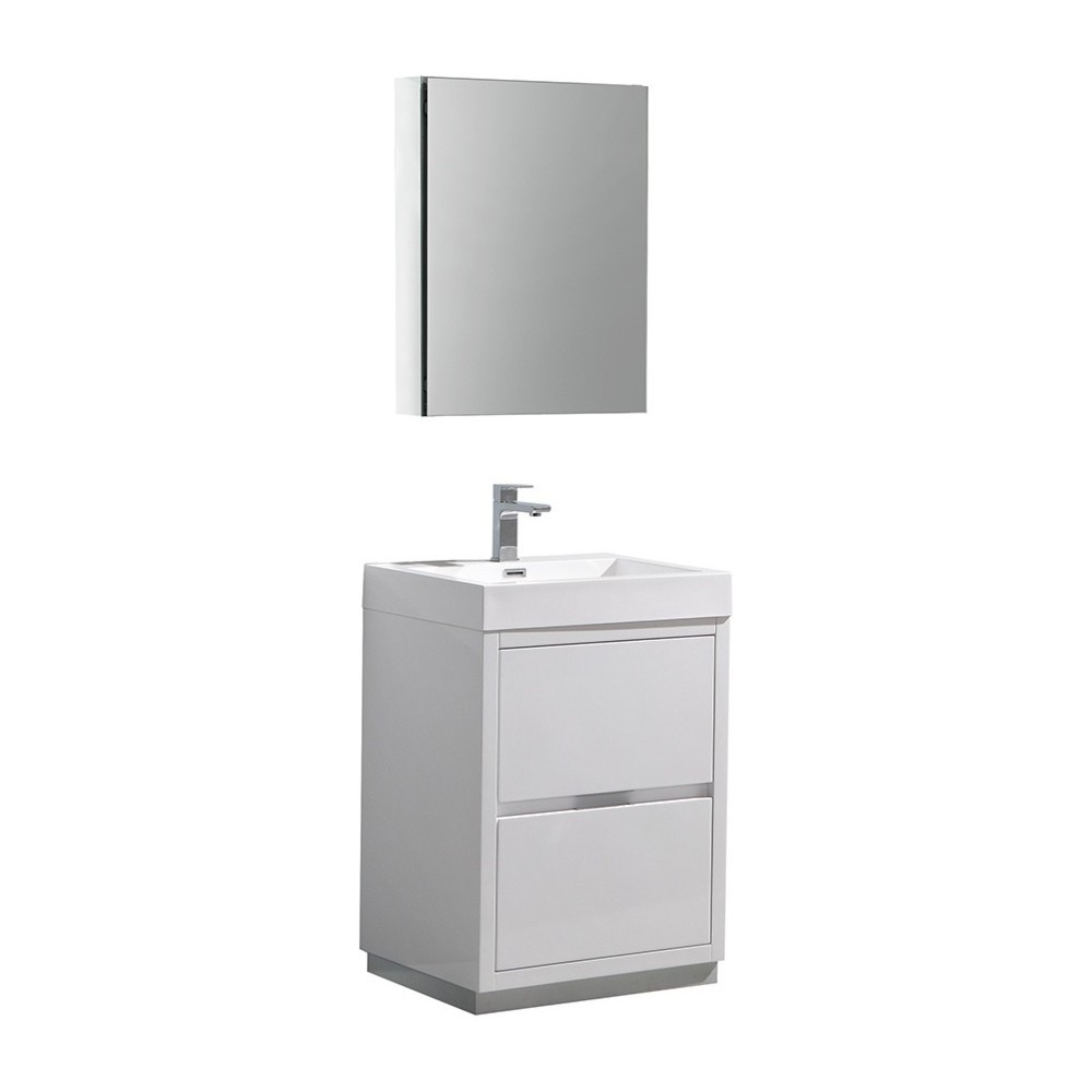 24 White Free Standing Modern Bathroom Vanity w/ Medicine Cabinet 24 White Free Standing Modern Bathroom Vanity w/ Medicine Cabinet
