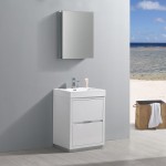 24 White Free Standing Modern Bathroom Vanity w/ Medicine Cabinet