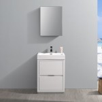 24 White Free Standing Modern Bathroom Vanity w/ Medicine Cabinet