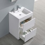 24 White Free Standing Modern Bathroom Vanity w/ Medicine Cabinet