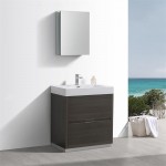 Valencia 30" Gray Oak Free Standing Modern Bathroom Vanity w/ Medicine Cabinet