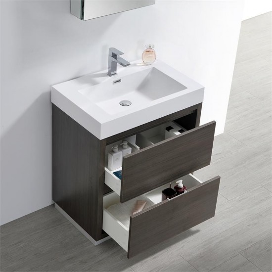 Valencia 30" Gray Oak Free Standing Modern Bathroom Vanity w/ Medicine Cabinet