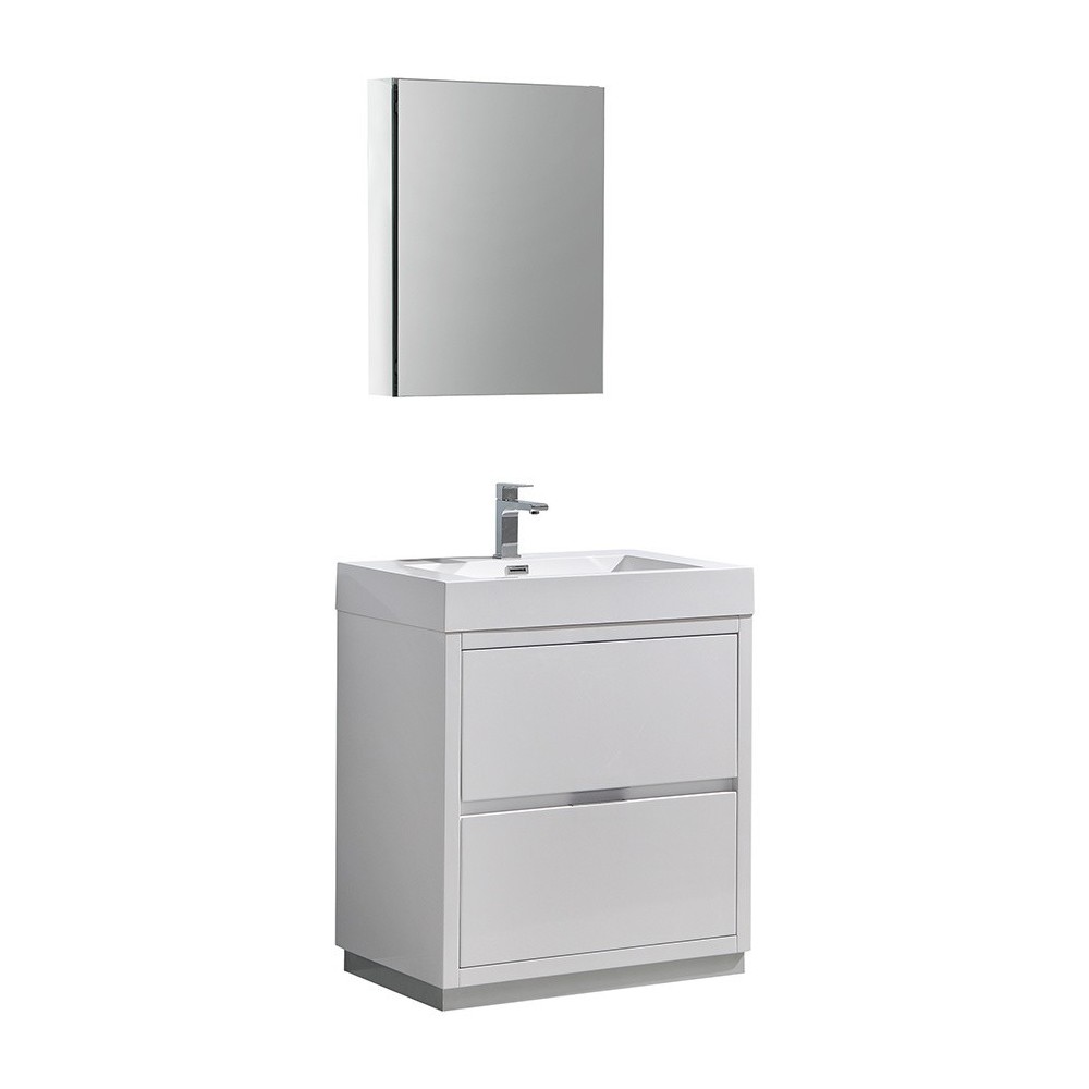 30 White Free Standing Modern Bathroom Vanity w/ Medicine Cabinet 30 White Free Standing Modern Bathroom Vanity w/ Medicine Cabinet