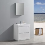 30 White Free Standing Modern Bathroom Vanity w/ Medicine Cabinet
