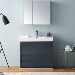 36 Dark Slate Gray Free Standing Modern Bathroom Vanity w/ Medicine Cabinet