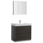 Valencia 36" Gray Oak Free Standing Modern Bathroom Vanity w/ Medicine Cabinet
