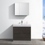 Valencia 36" Gray Oak Free Standing Modern Bathroom Vanity w/ Medicine Cabinet