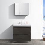 Valencia 36" Gray Oak Free Standing Modern Bathroom Vanity w/ Medicine Cabinet