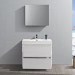 36 White Free Standing Modern Bathroom Vanity w/ Medicine Cabinet