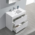 36 White Free Standing Modern Bathroom Vanity w/ Medicine Cabinet