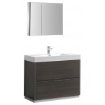 Valencia 40" Gray Oak Free Standing Modern Bathroom Vanity w/ Medicine Cabinet