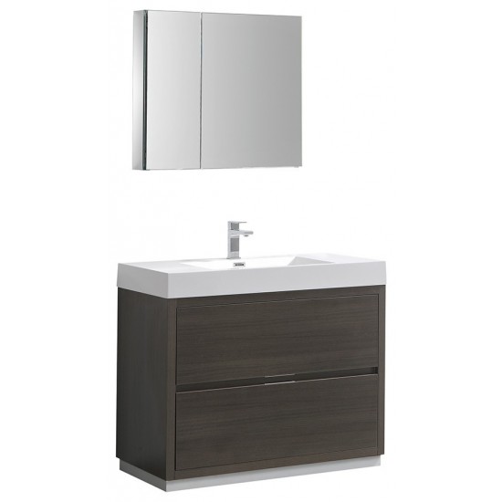 Valencia 40" Gray Oak Free Standing Modern Bathroom Vanity w/ Medicine Cabinet