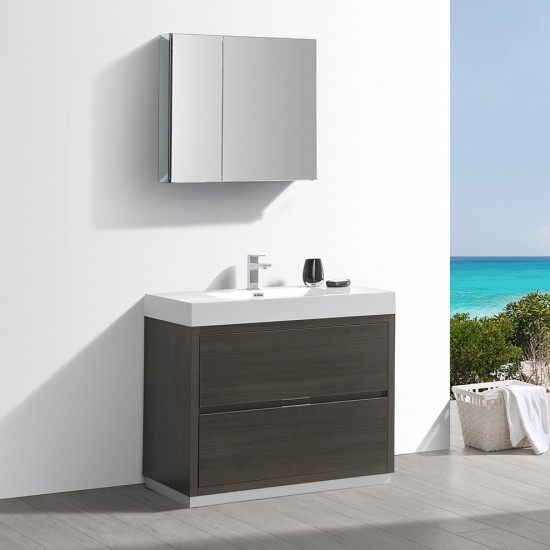 Valencia 40" Gray Oak Free Standing Modern Bathroom Vanity w/ Medicine Cabinet