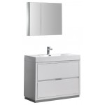 40 White Free Standing Modern Bathroom Vanity w/ Medicine Cabinet