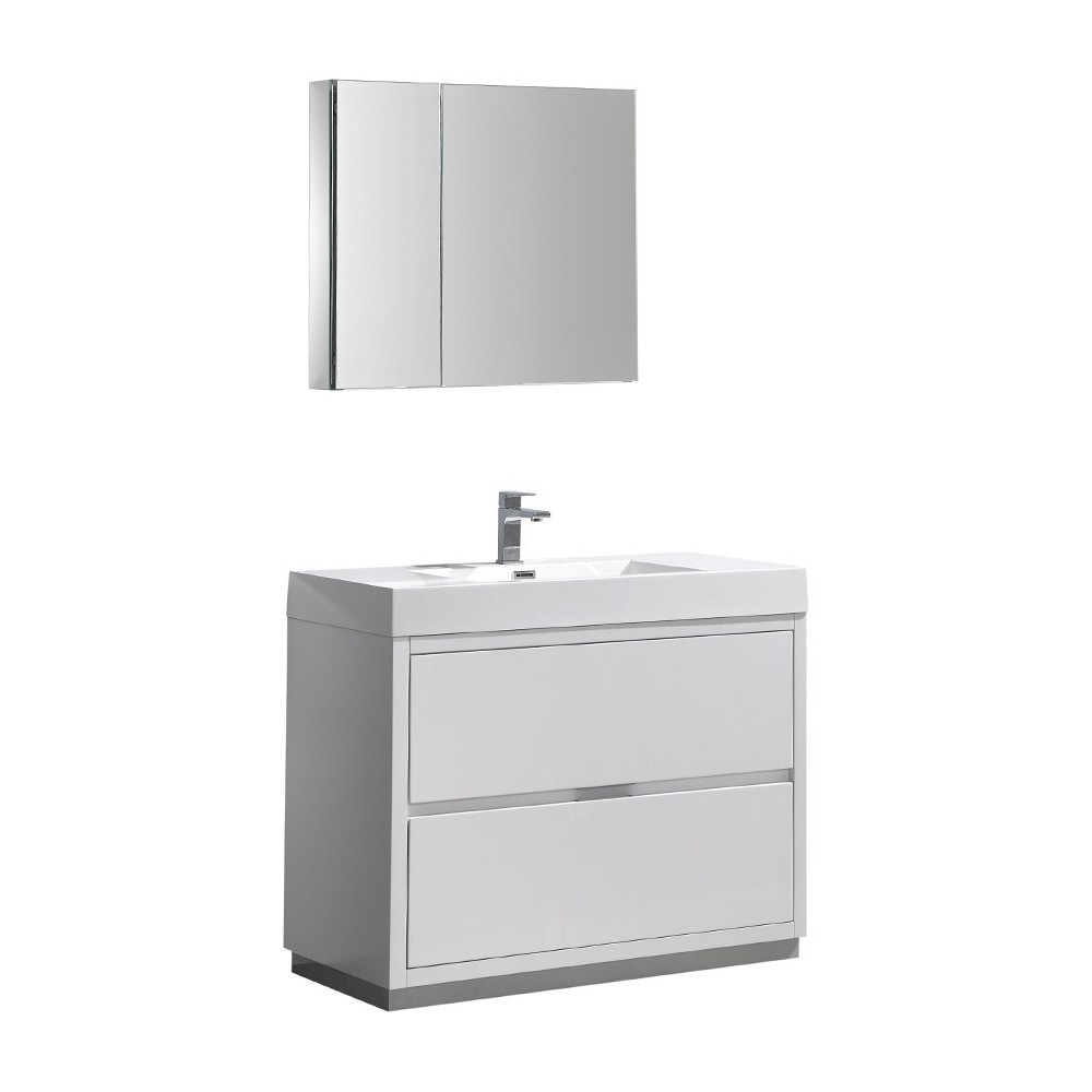 40 White Free Standing Modern Bathroom Vanity w/ Medicine Cabinet 40 White Free Standing Modern Bathroom Vanity w/ Medicine Cabinet
