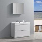 40 White Free Standing Modern Bathroom Vanity w/ Medicine Cabinet
