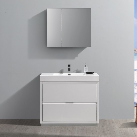 40 White Free Standing Modern Bathroom Vanity w/ Medicine Cabinet