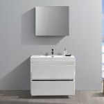 40 White Free Standing Modern Bathroom Vanity w/ Medicine Cabinet